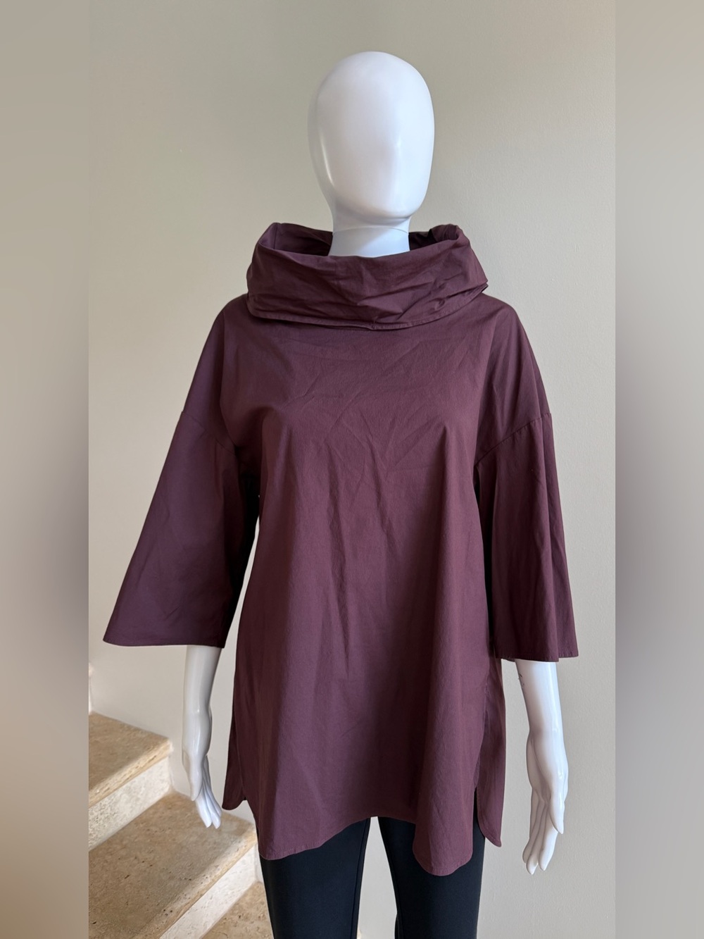 COS Cowl Neck Top Blouse Tunic Shirt Size 10, Plum